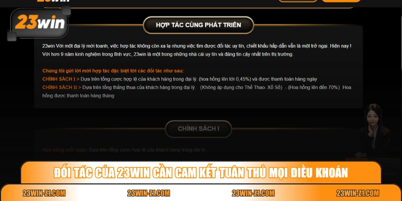 Đối tác của 23WIN cần cam kết tuân thủ mọi điều khoản